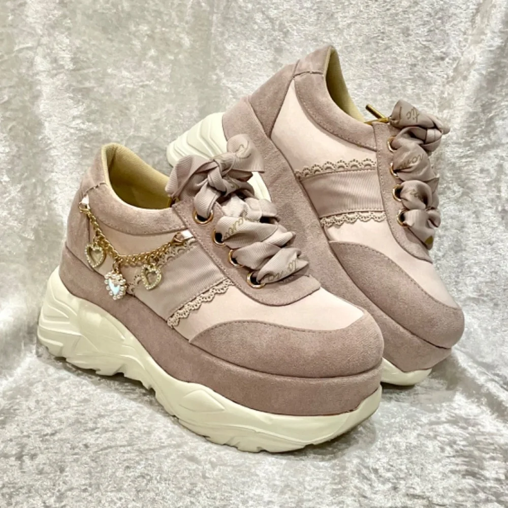 Liz Lisa Pink Side Charm Platform Sneakers Ribbon Lolita Kawaii Jeweled Jfashion - Picture 6 of 16